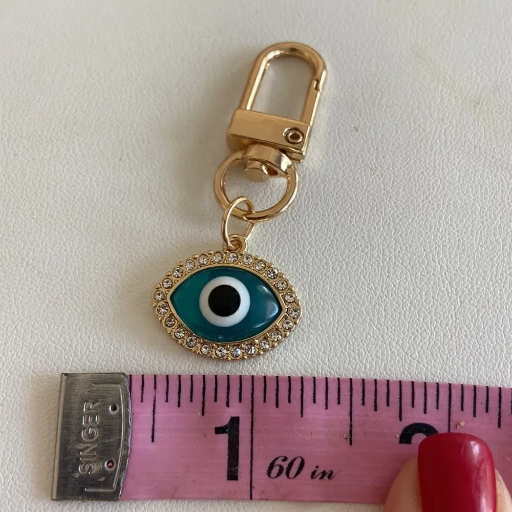 Fashion jewelry Key holder charm 🧿 Evil eye gold color Rhinestone